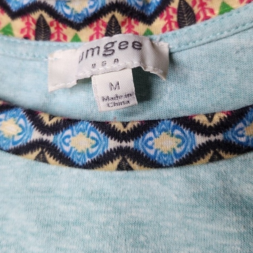 Umgee USA Womens Teal Colorful Raglan Sleeve Tunic Top Shirt‎ Medium - Picture 4 of 5